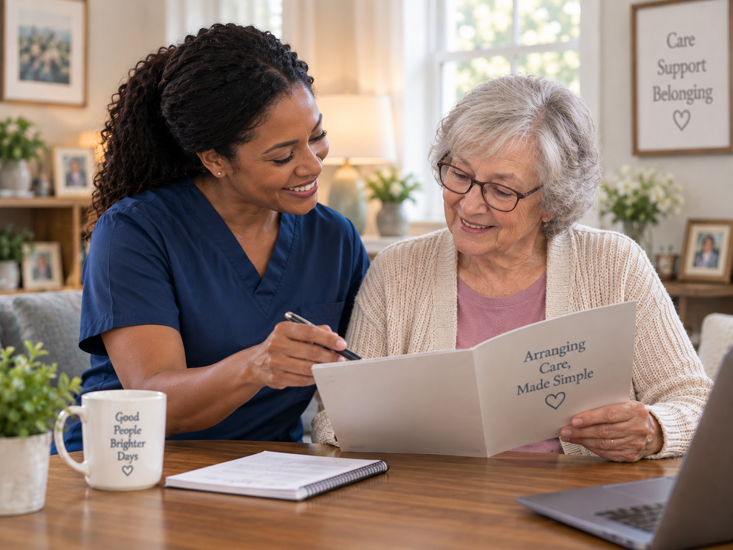 A Peaceful Home Care team member meeting with a family to plan care