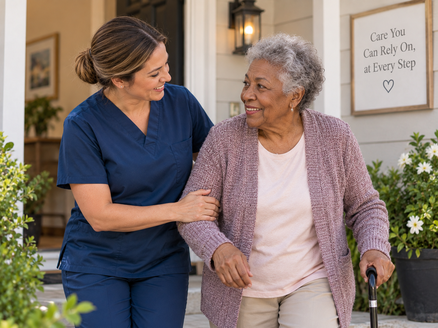 A Peaceful Home Care caregiver providing attentive, dependable support to a client