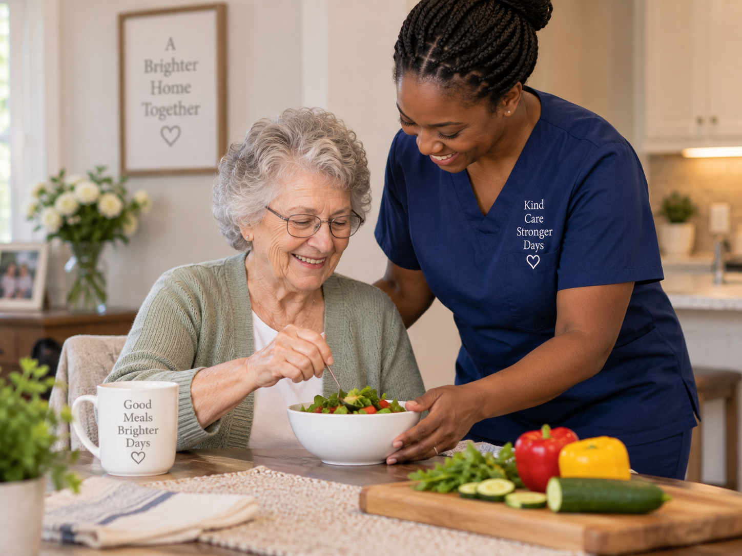 Caregiver spending time with an older adult at home in Studio City.
