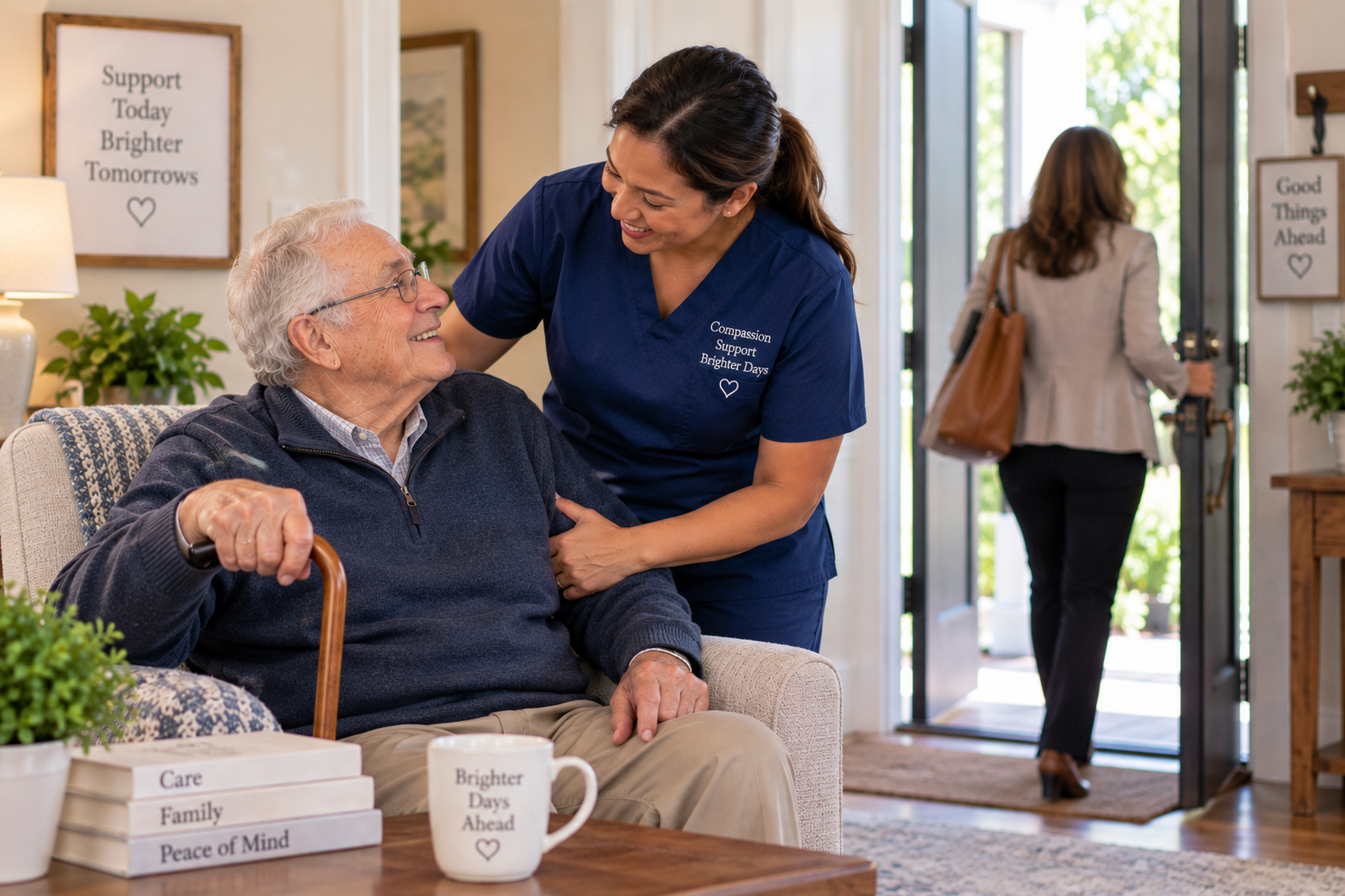 Caregiver providing temporary in-home support while a family caregiver is away.