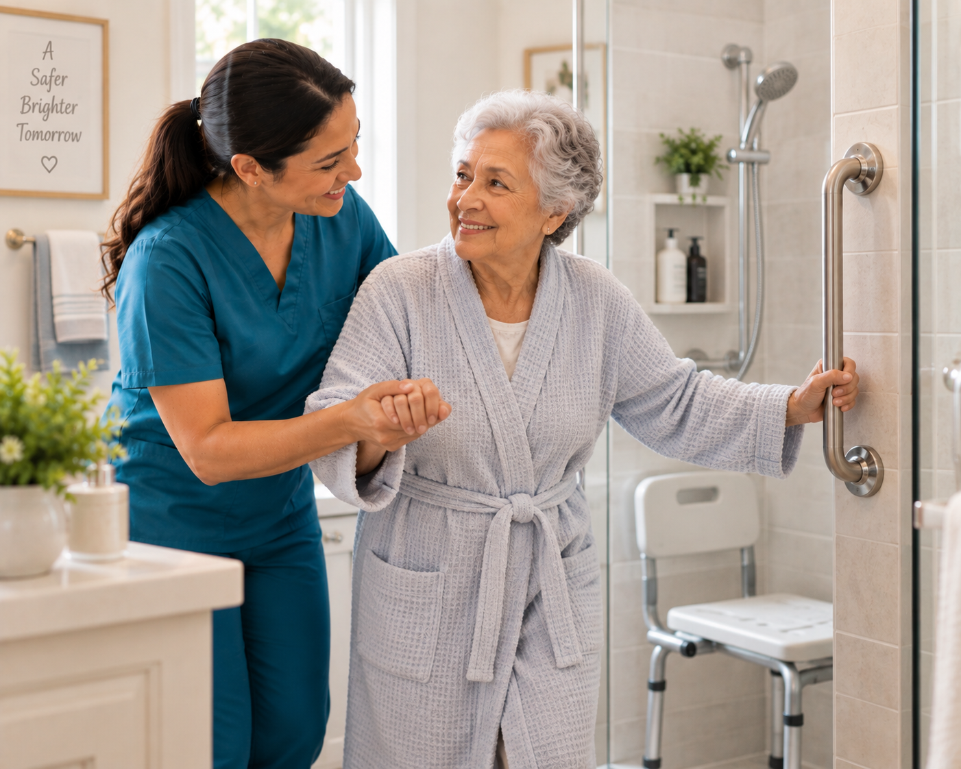 Peaceful Home Care caregiver arriving at a family's home for a visit.